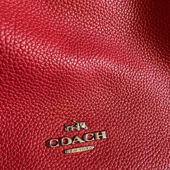 COACH Edie Refined Pebble Leather Lux Jasper Red Shoulder Bag - Picture 4 of 16